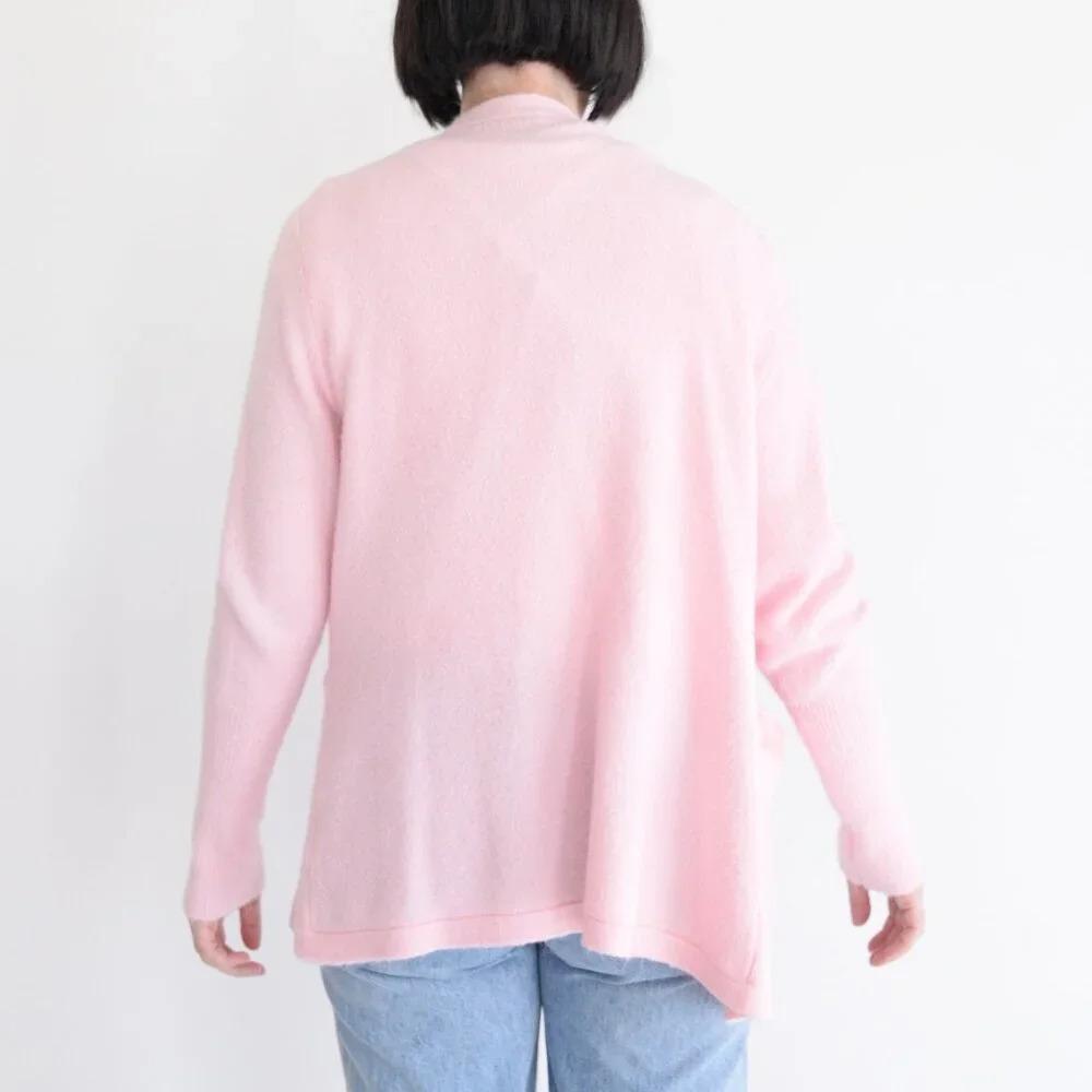 Vintage Faded Glory Stretch Pink Button Up V- Neck Cardigan W Pockets Sweater  M